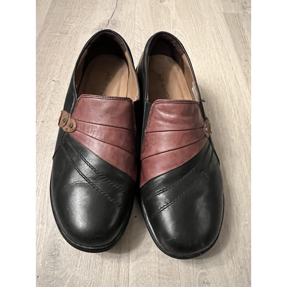 ARAVON DANIELLE-Women's Size 8.5M (US) Slip On Black Brown Comfort Shoes